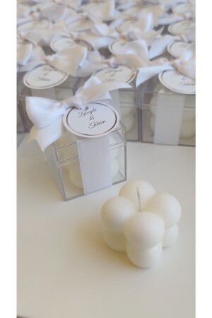 Gift Candle, Wedding Candle, Birth, Circumcision, Wedding Engagement Promise Mevlut Birthday 20 Pieces BUBBLEHEDMUM01 - Hediyelik Mumlar Design By Ece