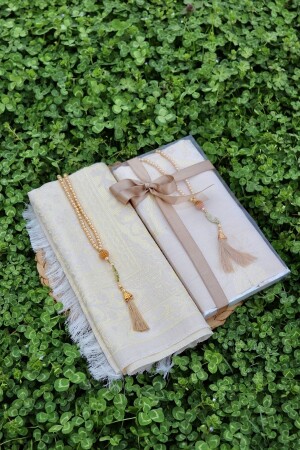 Gift Cotton Prayer Rug Set S1004 Cream - Bilenler