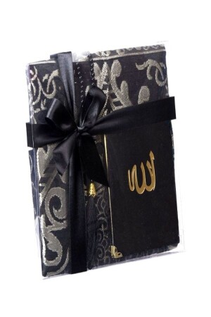 Gift Market Bride Groom's Bundle Dowry Set Prayer Rug Set Pearl Prayer Beads Black Prayer Rug - Salat Hediyelik
