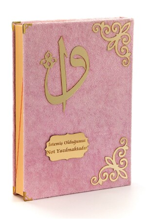 Gift Velvet Covered Name Customized Plexi Patterned Arabic Rahle Boy Quran Pink - ihvanonline