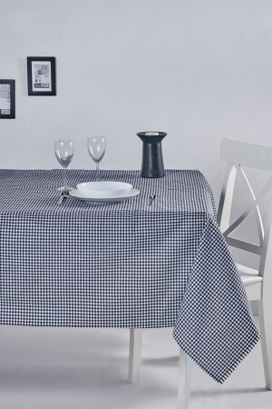 Gingham-Tischdecke Schwarz 170x170 cm - Denizli Concept