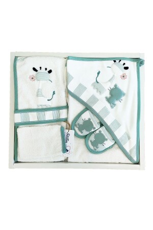 Girl Boy Baby Green Bathrobe Set Towel Set 100% Cotton Fabric STL5037 - Sitilin