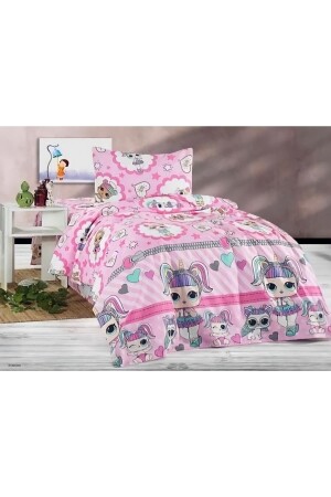 Girl Child Lol Doll Single Duvet Cover Set with Elastic Sheets (100x200) Lolbebek - Şahinhome
