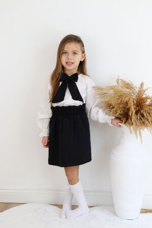 Girl's Long Sleeve Black Skirt Blouse Scarf 23 April Suit - Parla Kids