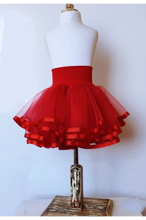 Girl's Red Lined Blackpink Halloween Wednesday Tulle Tutu Skirt 29 October 23 April - Lully Kids