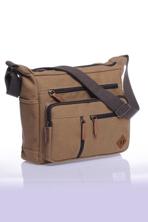 Gk13 Canvas Postman Flat Crossbody Bag Beige 20UBYH0019 - By Hakan