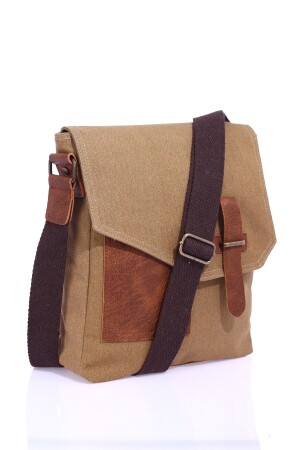GK62 CANVAS MAILMAN BAG MULTI COMPARTMENTS UNIVERSITY DAY BAG MACBOOK TABLET BAG BEIGE - Hakkan Çanta