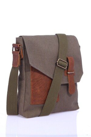 GK62 CANVAS MAILMAN BAG MULTI COMPARTMENTS UNIVERSITY DAY BAG MACBOOK TABLET BAG KHAKI - Hakkan Çanta