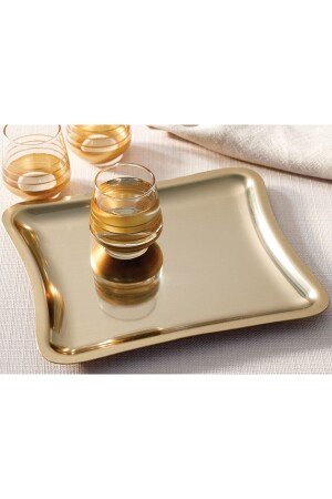 Glänzendes Metalltablett 22x19 cm Gold 10030630-2 - English Home