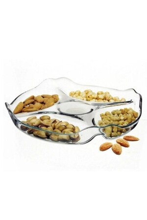 Glass 5 Compartment Serving Plate for Snacks and Breakfast 25cm 10467 cs352 - Paşabahçe