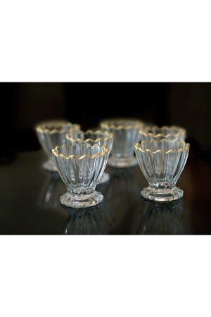 Glass 6-Piece Magnolia Ice Cream Dish & Snack Bowl Set (gilded) bln desing magnolia ice cream snack bowl - BLN DESIGN