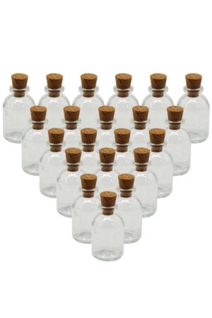 Glass Bottle 25 Cc with Cork Stopper, 30 Pieces - Sgshobby