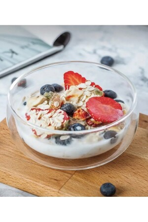 Glass Bowl Borosilicate Glass Double Walled Soup Dessert Bowl 250ml Presentation Bowl 20cm Bowl WALLED BOWL - M Mimoza Park