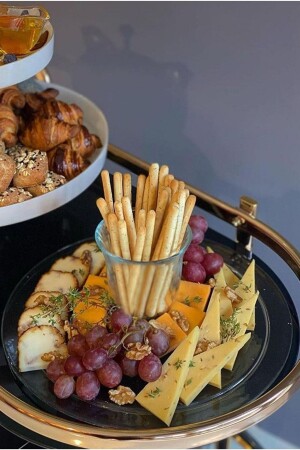 Glass Cheese Serving Plate Presentation Plate with Bowl in the Middle 32 Cm H-11461-9958 - Heritage