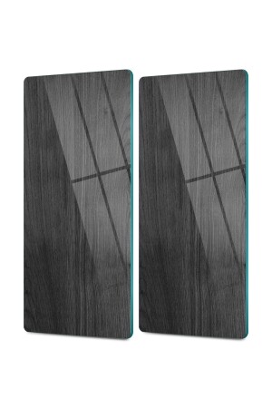 Glass Coffee Tableware Presentation Tray Set of 2 Black Wooden Pattern P9906S7011 - Decovetro