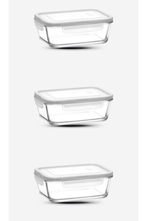 Glass Lockable Storage Container Set of 3 800cc-new Series Rectangular Glass Storage Container frs239-3 - Lav