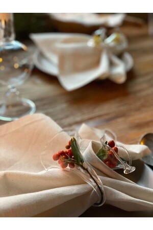 Glass Napkin Ring 6 Pieces Blown Glass Napkin Holder Handmade Napkin Holder - Kübra Özdemir Store