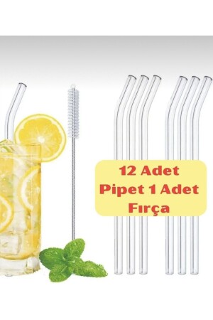 Glass Pipette 12 Pieces + 1 Cleaning Brush Heat Resistant Curved Pipette - M Mimoza Park