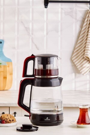 Glass Tea XL 2 in 1 Glas-Teemaschine Dunkelrot - Karaca