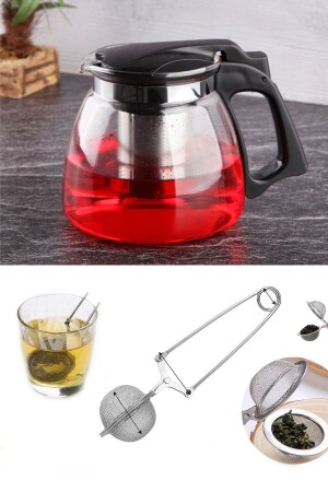 Glass Teapot with Strainer 900ml And Herbal Tea Green Tea Brewing Strainer With Scissors P304S7898 - LaGabya
