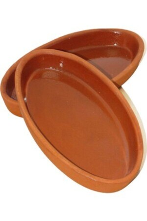 Glazed Earthenware Casserole 25 cm Oval Casserole Pan Set of 2 Earthenware Casserole Boat Plate Avanos - Çavuş