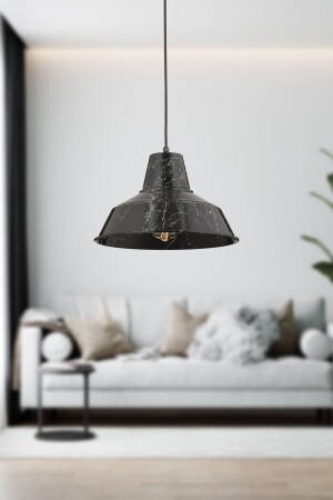 Glee Black Marble Patterned Pendant Lamp Modern Single Suitable for Cafe, Restaurant Retro Young Room Chandelier 3892-01-BL - Apliqa