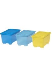 Glis Çocuk Kalem Ve Boya Kutusu & Saklama Kabı 3 'lü Mavi - Sarı 532621 - IKEA