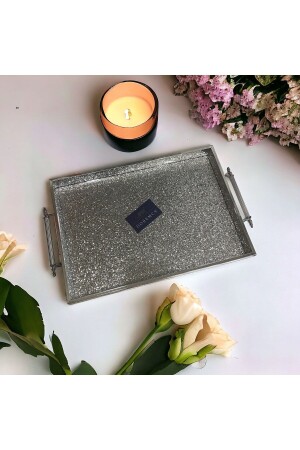 Glitter Stone Tray, Silvery Luxury Tea Tray, Presentation Tray Glitter Tray PRA-6893717-7604 - Doremcy