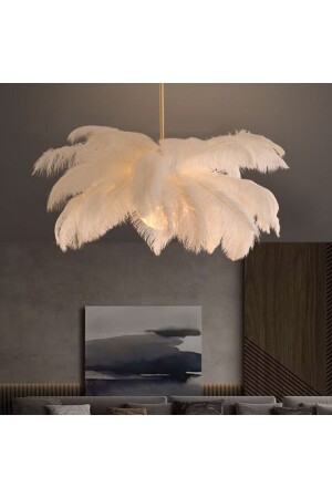 Globe Glass Ostrich Feather Gold White Modern Design Chandelier DK2022Kürecam - VİSENTE HOME