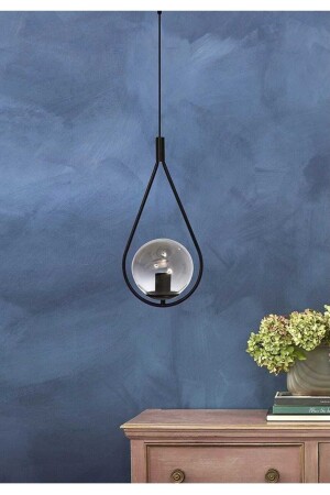 Globe Single Black Pendant Lamp Chandelier - Black Smoked Glass Modern Pendant Lamp Bedroom Kitchen Living Room GB1 - VEDA AVİZE