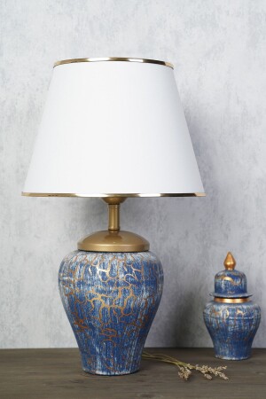 Gloire Seramik Abajur Mavi Beyaz - Hmydesign