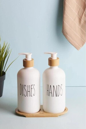 Gloria Set of 2 White Kitchen Liquid Soap Dispensers – Hand and Dish - Homeniva
