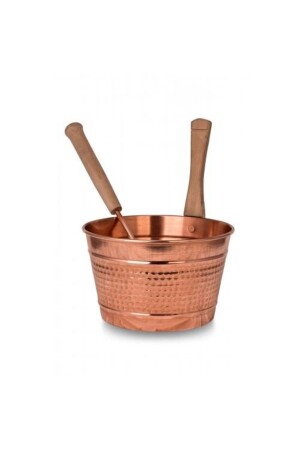 Göçek Sauna Bucket Set with Ladle Machine Forged Red Turna2586-1 P449S3043 - TURNA BAKIR