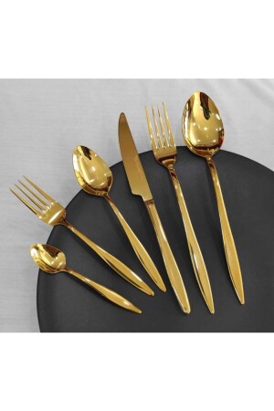 Gold 36 Piece Titanium Fork Spoon Set CMDBRNFH03 - BRONDOFF