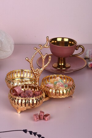 GOLD 3LÜ ÇEREZLİK SUNUMLUK KAHVE YANI AVMSTORE4595 - AVMSTORE