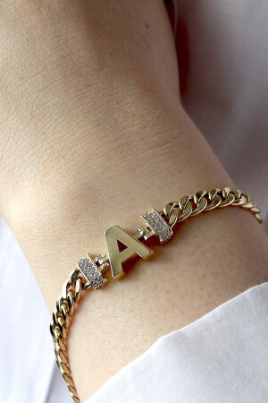 Gold A Letter Gourmet Bracelet-tag - Hakan Güler Kuyumculuk