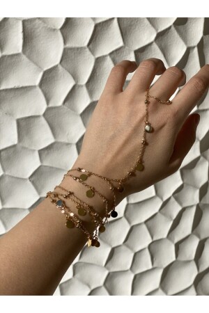 Gold Ball Chain Coin Detail Wrapped Hand Accessory - Pop Up Store