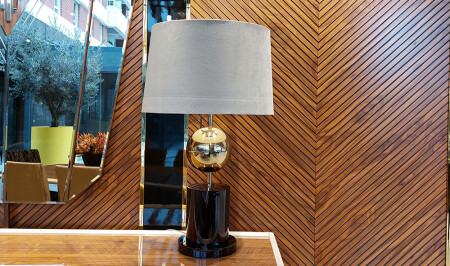 Gold Black Lampshade with Gray Hat - 20399 - Cadde Yıldız