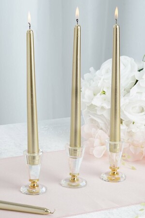 Gold Candlestick Candle 2 Pieces - 14Süs