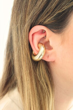 GOLD CARTILE EARRINGS EARCUFF PATTERNED 3 CM - Dours