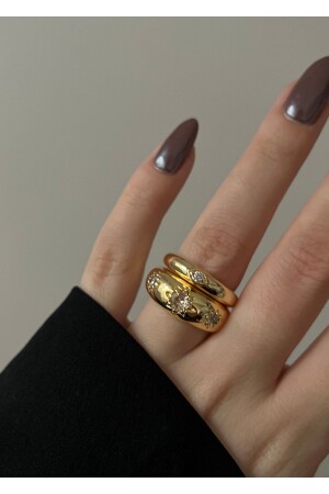 Gold Color 2 Star Ring dop13652340igo - KİLİGİSTANBUL