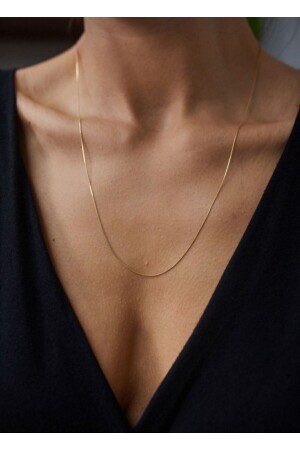 Gold Color 60 Cm Unisex Steel Thin Italian Chain Necklace - Kiligistanbul