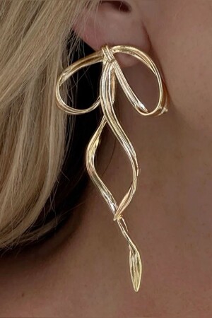Gold Color Big Bow Earrings - Lavian Accessories
