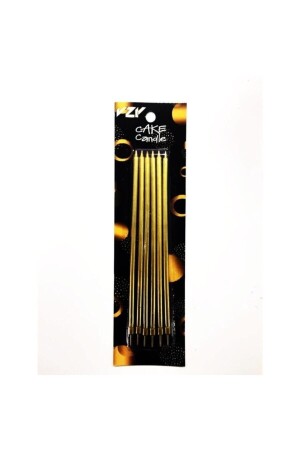Gold Color Cake Candle 20 Cm 6 Pieces Party Candle - Yeni11