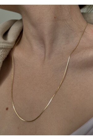 Gold Color Crushing Unisex 60 Cm Chain - Kiligistanbul