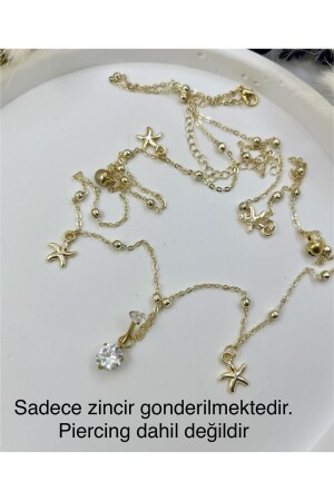GOLD COLOR DORICA BALL STARFUL STAR TRANSCRIPT PIERCING COMPATIBLE WAIST BELLY CHAIN - Arescollection