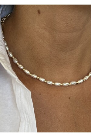 Gold Color Pearl Heel Necklace - Kiligistanbul