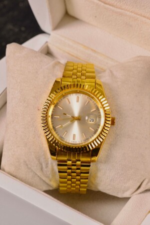Gold Color Steel Case Steel Strap Men's Wristwatch kd142155 - pierrose