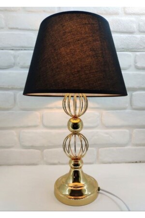 Gold Color Wire Ball Metal Leg 30' Lampshade Table Lamp with Black Hat PRA-2506915-3525 - 365GUNSERİSONU