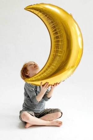 Gold Colored Crescent Moon Foil Balloon 60 Cm Golden Yellow Color Ramadan Feast Islamic Religious Concept 22 - Huzur Party Store